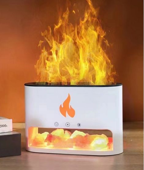 Difusor de Aroma Blaze - Cámara de Sal del Himalaya - USB-C - Efecto Llama (Sal incluida)